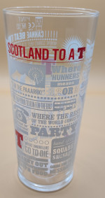 Tennent's Scotland to a T pint glass glass