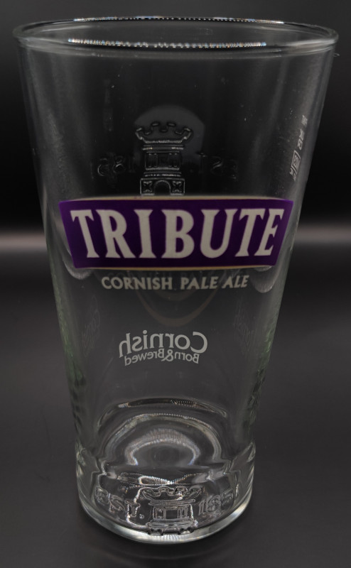 Tribute Cornish Pale Ale purple pint glass glass