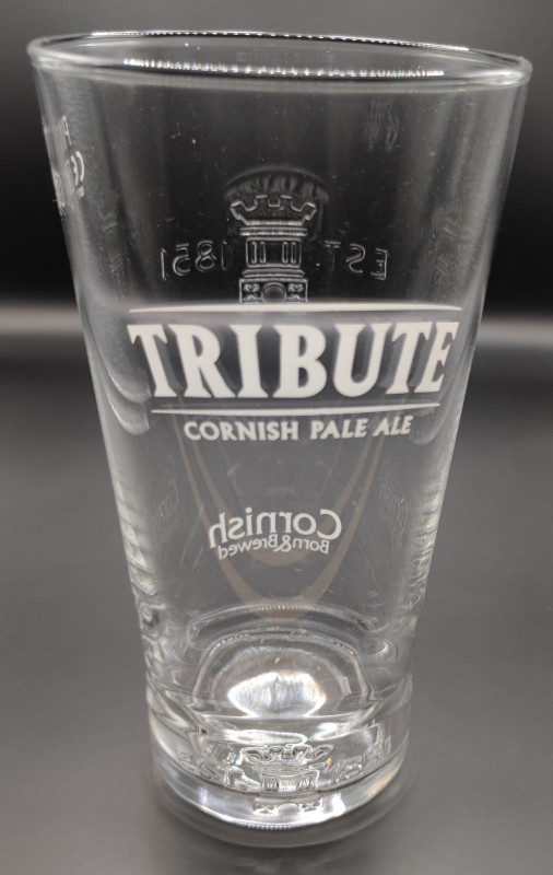 Tribute Cornish Pale Ale white pint glass glass