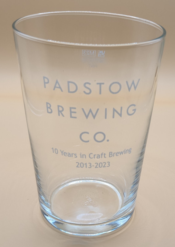 Padstow 10 years 2013-2023 pint glass glass