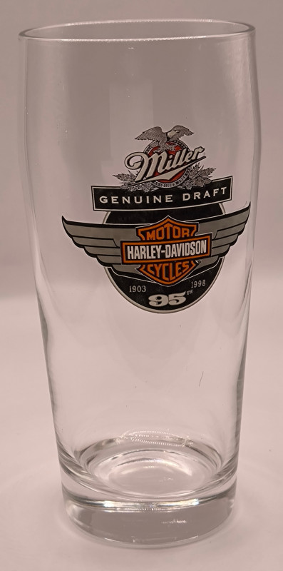 Miller Harley Davidson 1998 pint glass glass